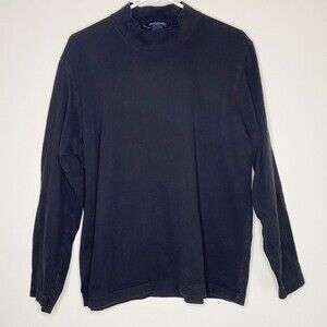 Brooks Brothers Performance Knit Turtleneck Sweater Shirt Cotton Black Size L